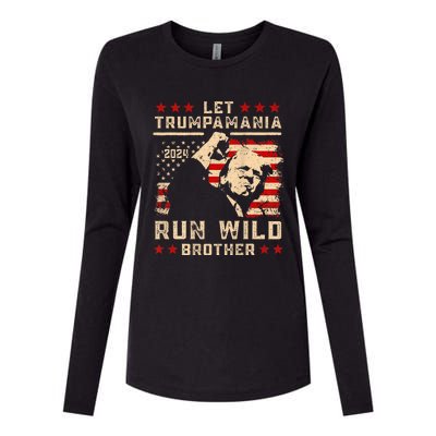 Let Trumpamania Run Wild Trump 45 47 Political Trumpamania Womens Cotton Relaxed Long Sleeve T-Shirt