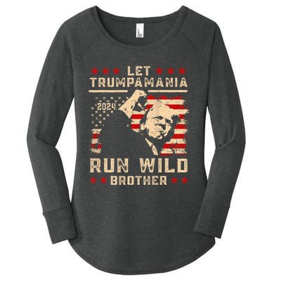 Let Trumpamania Run Wild Trump 45 47 Political Trumpamania Women's Perfect Tri Tunic Long Sleeve Shirt