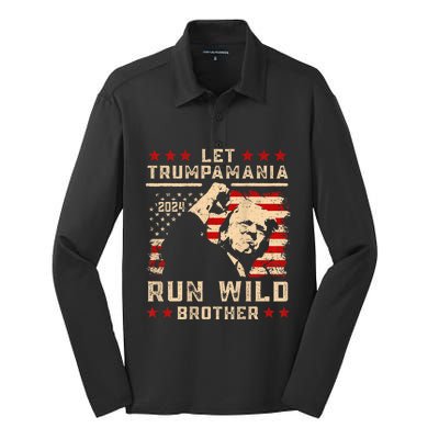 Let Trumpamania Run Wild Trump 45 47 Political Trumpamania Silk Touch Performance Long Sleeve Polo