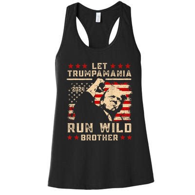 Let Trumpamania Run Wild Trump 45 47 Political Trumpamania Women's Racerback Tank