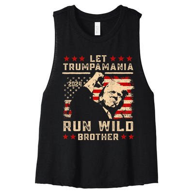 Let Trumpamania Run Wild Trump 45 47 Political Trumpamania Women's Racerback Cropped Tank