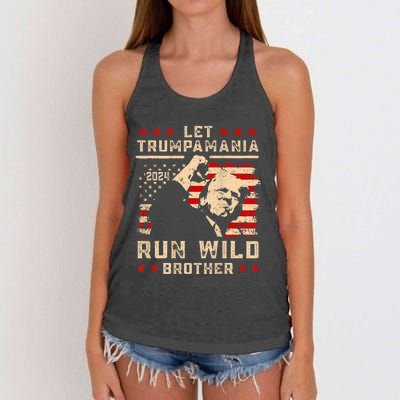 Let Trumpamania Run Wild Trump 45 47 Political Trumpamania Women's Knotted Racerback Tank