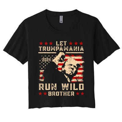 Let Trumpamania Run Wild Trump 45 47 Political Trumpamania Women's Crop Top Tee