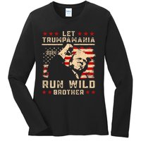 Let Trumpamania Run Wild Trump 45 47 Political Trumpamania Ladies Long Sleeve Shirt