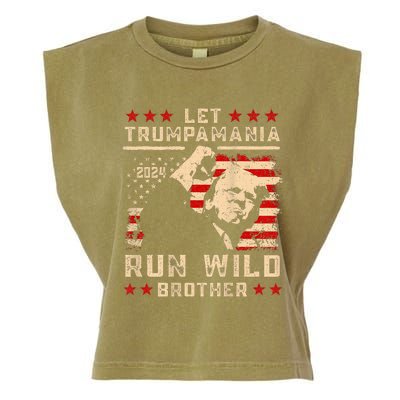 Let Trumpamania Run Wild Trump 45 47 Political Trumpamania Garment-Dyed Women's Muscle Tee