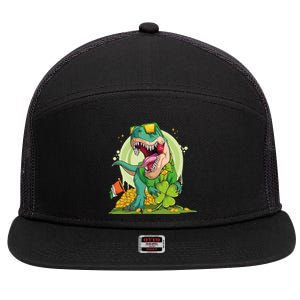 Lucky T Rex Irish Clover St. Patrick's Day 7 Panel Mesh Trucker Snapback Hat