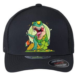 Lucky T Rex Irish Clover St. Patrick's Day Flexfit Unipanel Trucker Cap