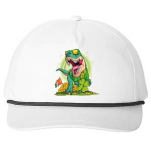 Lucky T Rex Irish Clover St. Patrick's Day Snapback Five-Panel Rope Hat