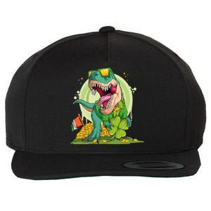 Lucky T Rex Irish Clover St. Patrick's Day Wool Snapback Cap