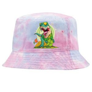 Lucky T Rex Irish Clover St. Patrick's Day Tie-Dyed Bucket Hat