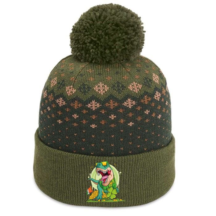 Lucky T Rex Irish Clover St. Patrick's Day The Baniff Cuffed Pom Beanie