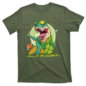 Lucky T Rex Irish Clover St. Patrick's Day T-Shirt