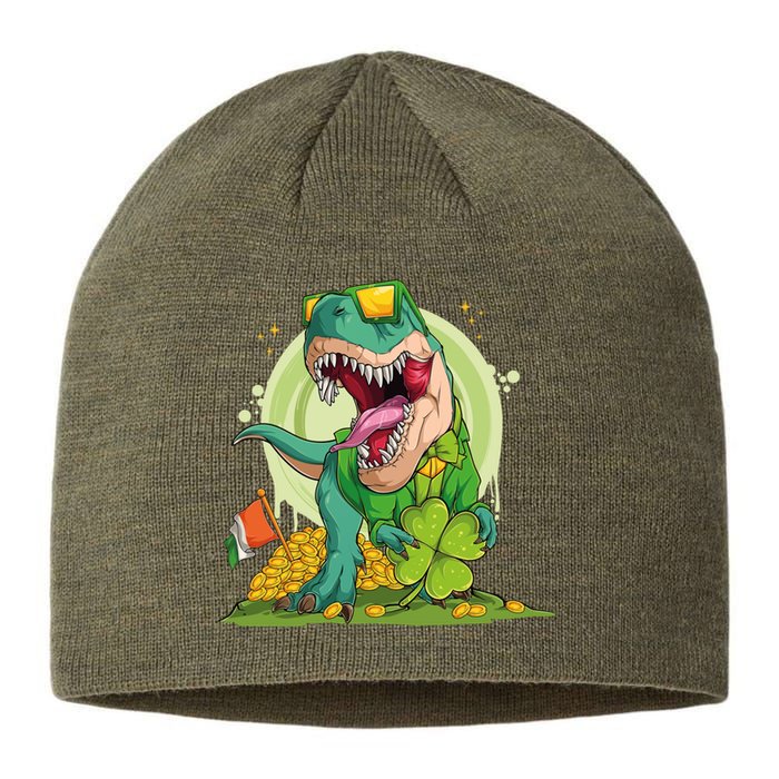 Lucky T Rex Irish Clover St. Patrick's Day Sustainable Beanie