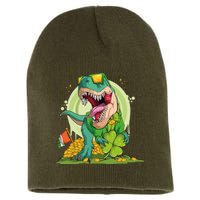 Lucky T Rex Irish Clover St. Patrick's Day Short Acrylic Beanie