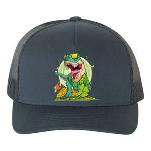 Lucky T Rex Irish Clover St. Patrick's Day Yupoong Adult 5-Panel Trucker Hat