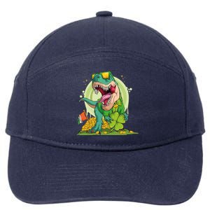 Lucky T Rex Irish Clover St. Patrick's Day 7-Panel Snapback Hat