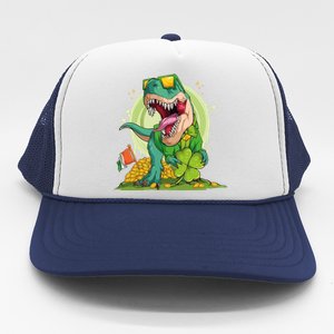 Lucky T Rex Irish Clover St. Patrick's Day Trucker Hat