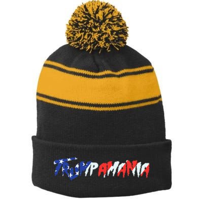 Let Trumpamania Run Wild Brother Trump 2024 Trumpamania Stripe Pom Pom Beanie