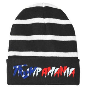 Let Trumpamania Run Wild Brother Trump 2024 Trumpamania Striped Beanie with Solid Band