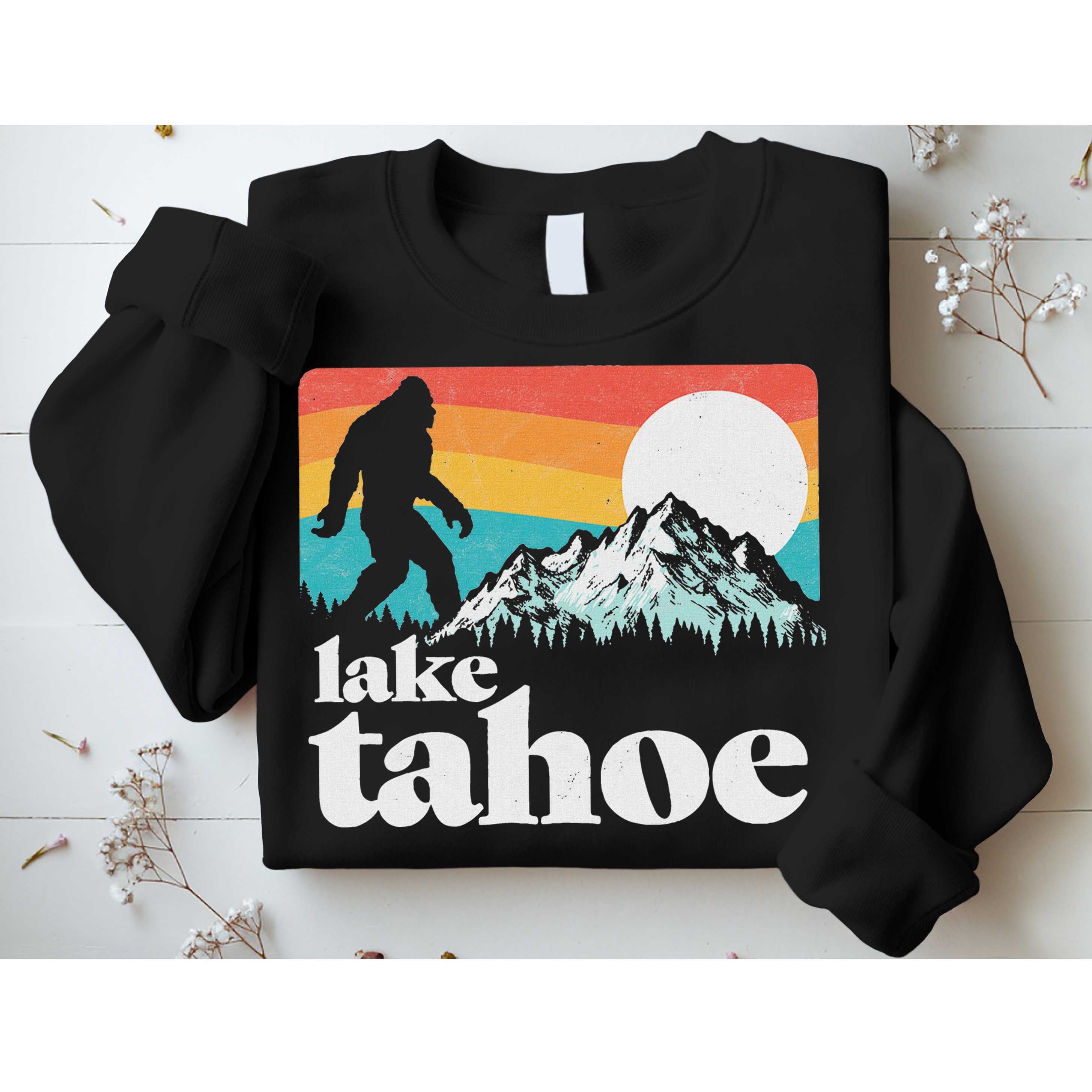 Lake Tahoe Retro Bigfoot Mountains Sweatshirt