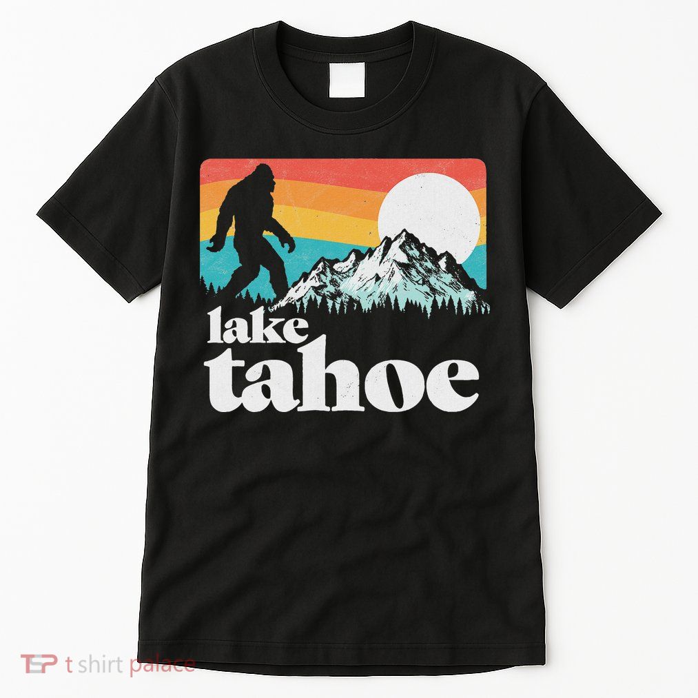 Lake Tahoe Retro Bigfoot Mountains Tall T-Shirt