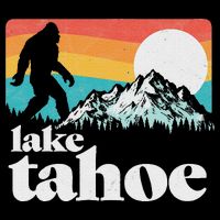 Lake Tahoe Retro Bigfoot Mountains Button