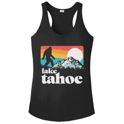 Lake Tahoe Retro Bigfoot Mountains Ladies PosiCharge Competitor Racerback Tank