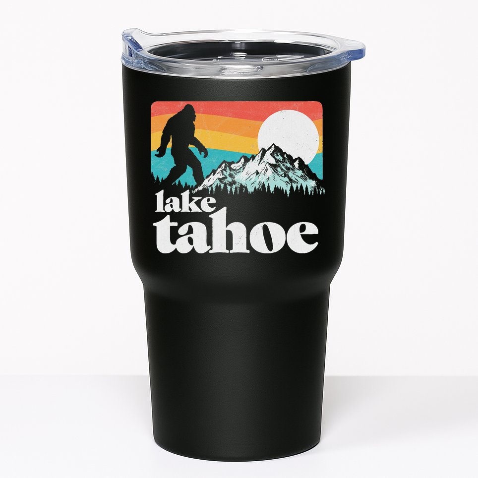 Lake Tahoe Retro Bigfoot Mountains Tumbler