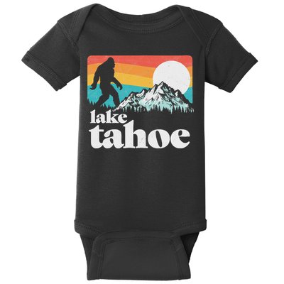 Lake Tahoe Retro Bigfoot Mountains Baby Bodysuit