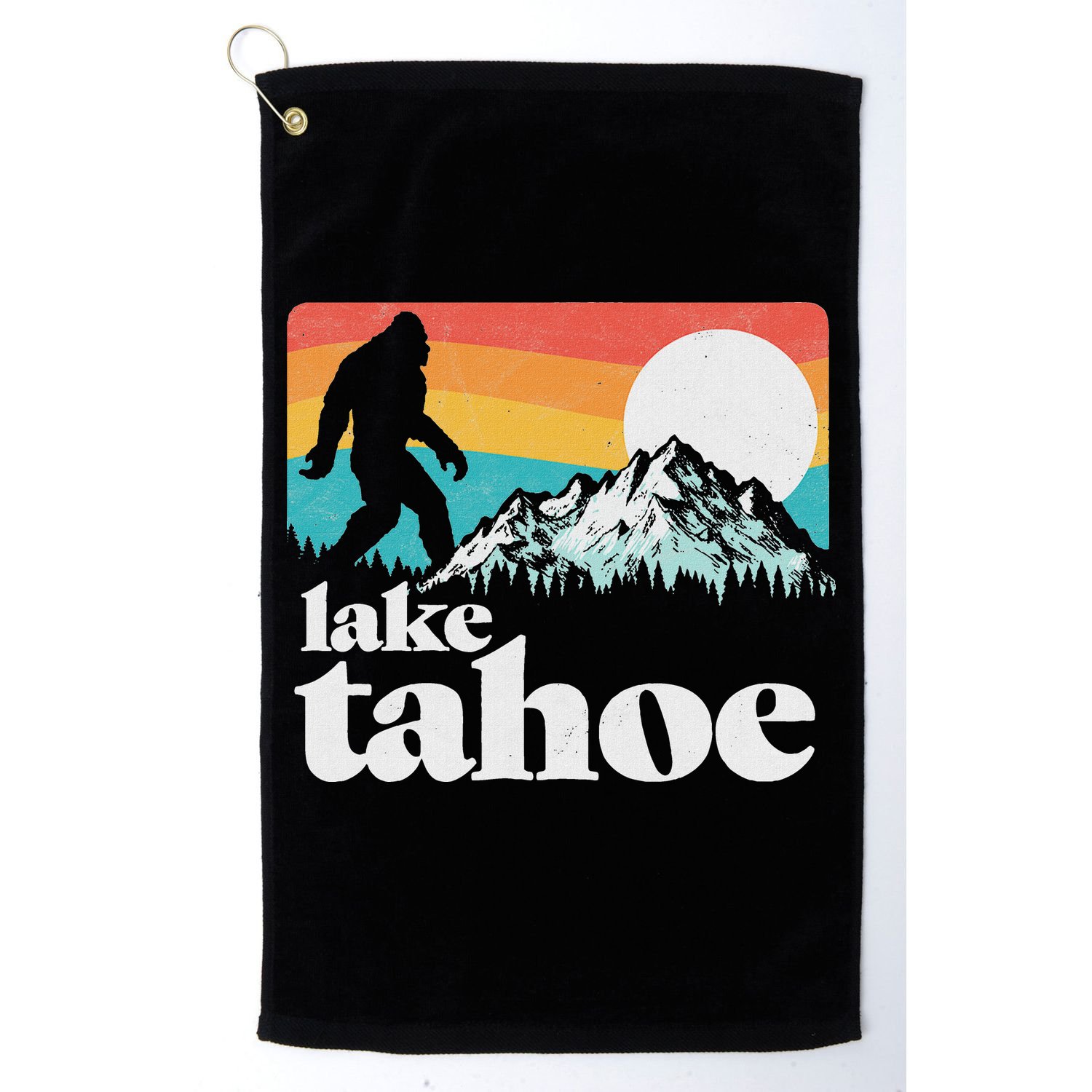 Lake Tahoe Retro Bigfoot Mountains Golf Towel