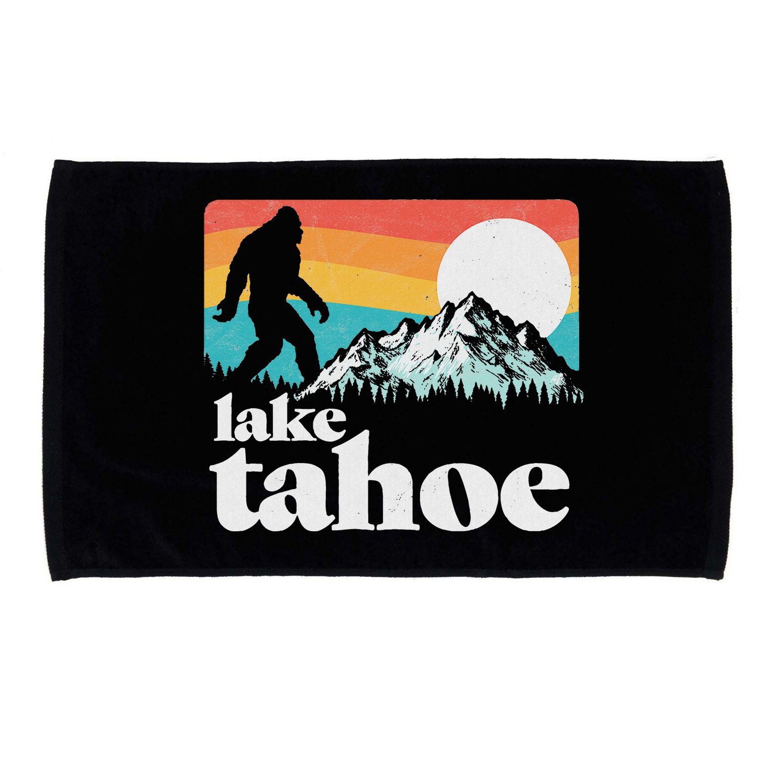 Lake Tahoe Retro Bigfoot Mountains Microfiber Hand Towel