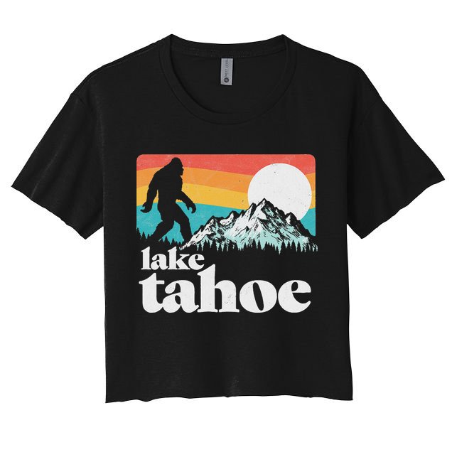 Lake Tahoe Retro Bigfoot Mountains Crop Top