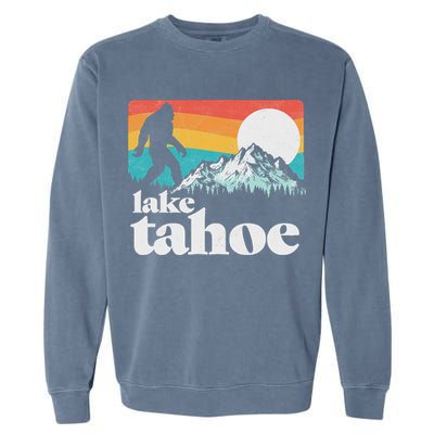 Lake Tahoe Retro Bigfoot Mountains Garment-Dyed Sweatshirt