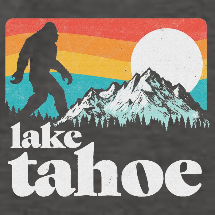 Lake Tahoe Retro Bigfoot Mountains Vector Backpack