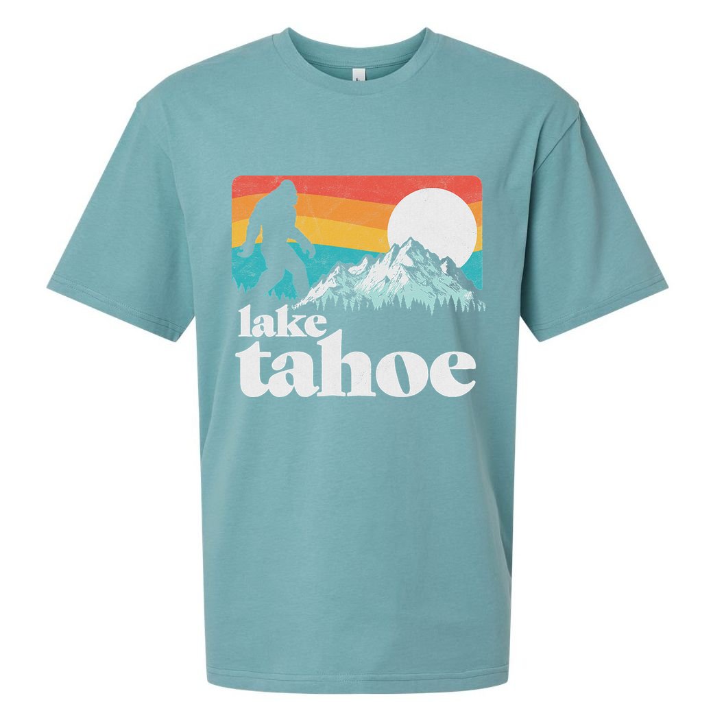 Lake Tahoe Retro Bigfoot Mountains Sueded Cloud Jersey T-Shirt