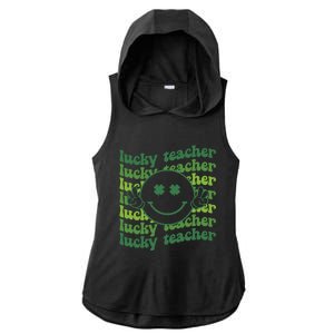 Lucky Teacher Retro Groovy Saint Patrick's Day Funny Irish Meaningful Gift Ladies PosiCharge Tri-Blend Wicking Draft Hoodie Tank