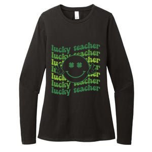 Lucky Teacher Retro Groovy Saint Patrick's Day Funny Irish Meaningful Gift Womens CVC Long Sleeve Shirt