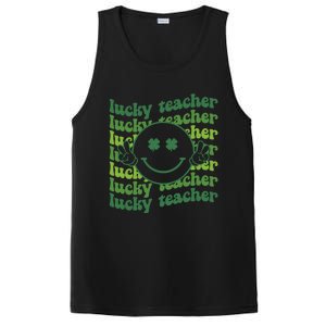 Lucky Teacher Retro Groovy Saint Patrick's Day Funny Irish Meaningful Gift PosiCharge Competitor Tank