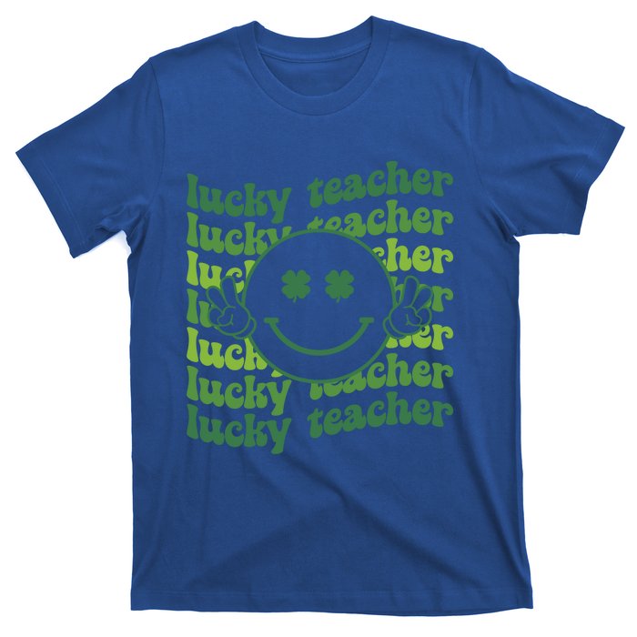 Lucky Teacher Retro Groovy Saint Patrick's Day Funny Irish Meaningful Gift T-Shirt