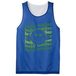 Lucky Teacher Retro Groovy Saint Patrick's Day Funny Irish Meaningful Gift Mesh Reversible Basketball Jersey Tank