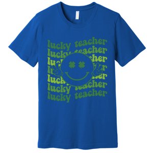 Lucky Teacher Retro Groovy Saint Patrick's Day Funny Irish Meaningful Gift Premium T-Shirt