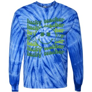 Lucky Teacher Retro Groovy Saint Patrick's Day Funny Irish Meaningful Gift Tie-Dye Long Sleeve Shirt