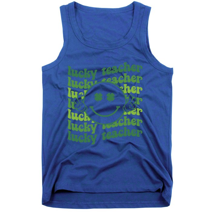 Lucky Teacher Retro Groovy Saint Patrick's Day Funny Irish Meaningful Gift Tank Top