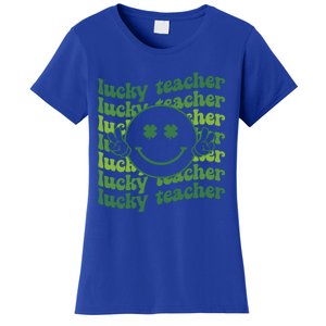 Lucky Teacher Retro Groovy Saint Patrick's Day Funny Irish Meaningful Gift Women's T-Shirt