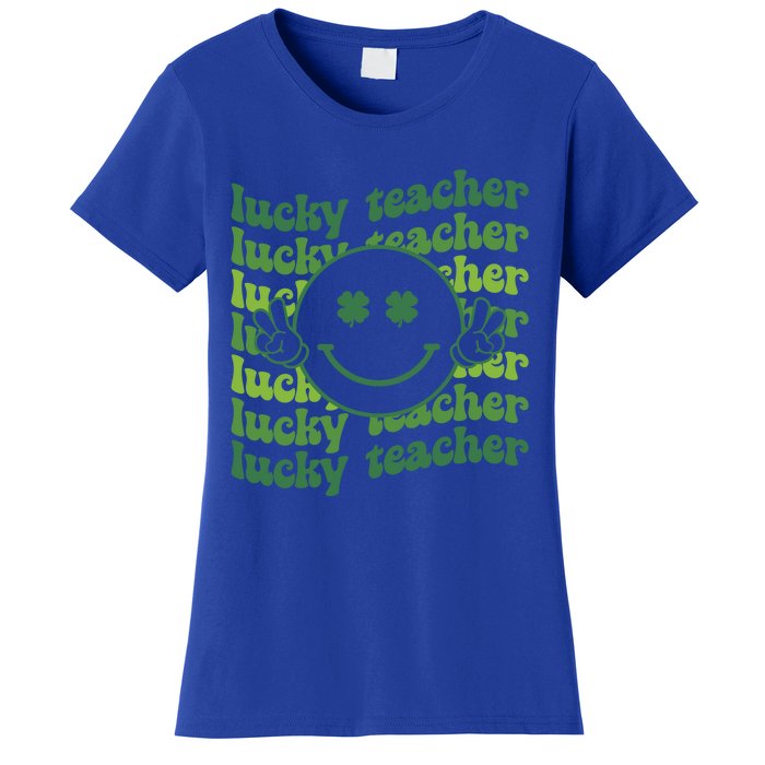 Lucky Teacher Retro Groovy Saint Patrick's Day Funny Irish Meaningful Gift Women's T-Shirt