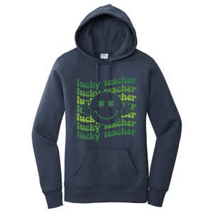 Lucky Teacher Retro Groovy Saint Patrick's Day Funny Irish Meaningful Gift Women's Pullover Hoodie