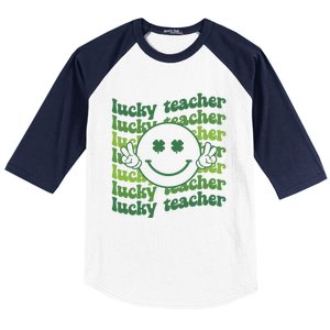 Lucky Teacher Retro Groovy Saint Patrick's Day Funny Irish Meaningful Gift Baseball Sleeve Shirt