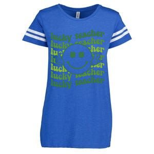 Lucky Teacher Retro Groovy Saint Patrick's Day Funny Irish Meaningful Gift Enza Ladies Jersey Football T-Shirt