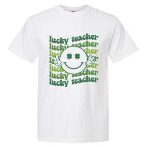 Lucky Teacher Retro Groovy Saint Patrick's Day Funny Irish Meaningful Gift Garment-Dyed Heavyweight T-Shirt