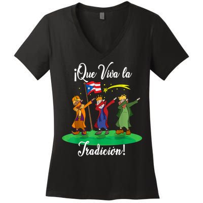 Los Tres Reyes Magos Three Wise Men Kings Dabbing Christmas TShirt Women's V-Neck T-Shirt